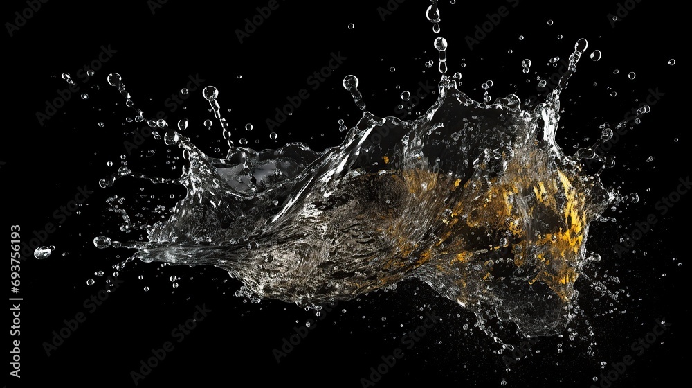 splashes of water on a black background. close-up.