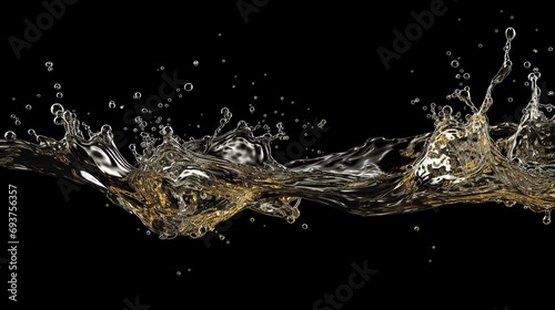 Water splash with bubbles isolated on black background. © andri