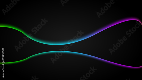 Abstract wave of shape on black background. 2024 Happy New Year background with colorful waves on black background.suit for banner, flyer, card, or brochure cover. Vector illustration