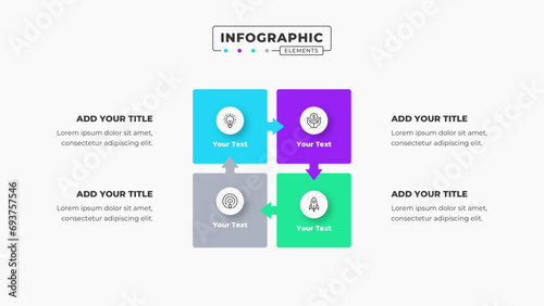 Vector box arrow infographic design template with 4 steps or options