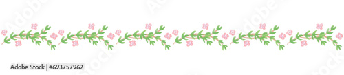 アロマに使われるハーブ・植物のシームレスな飾り線。水彩風ベクター素材 photo