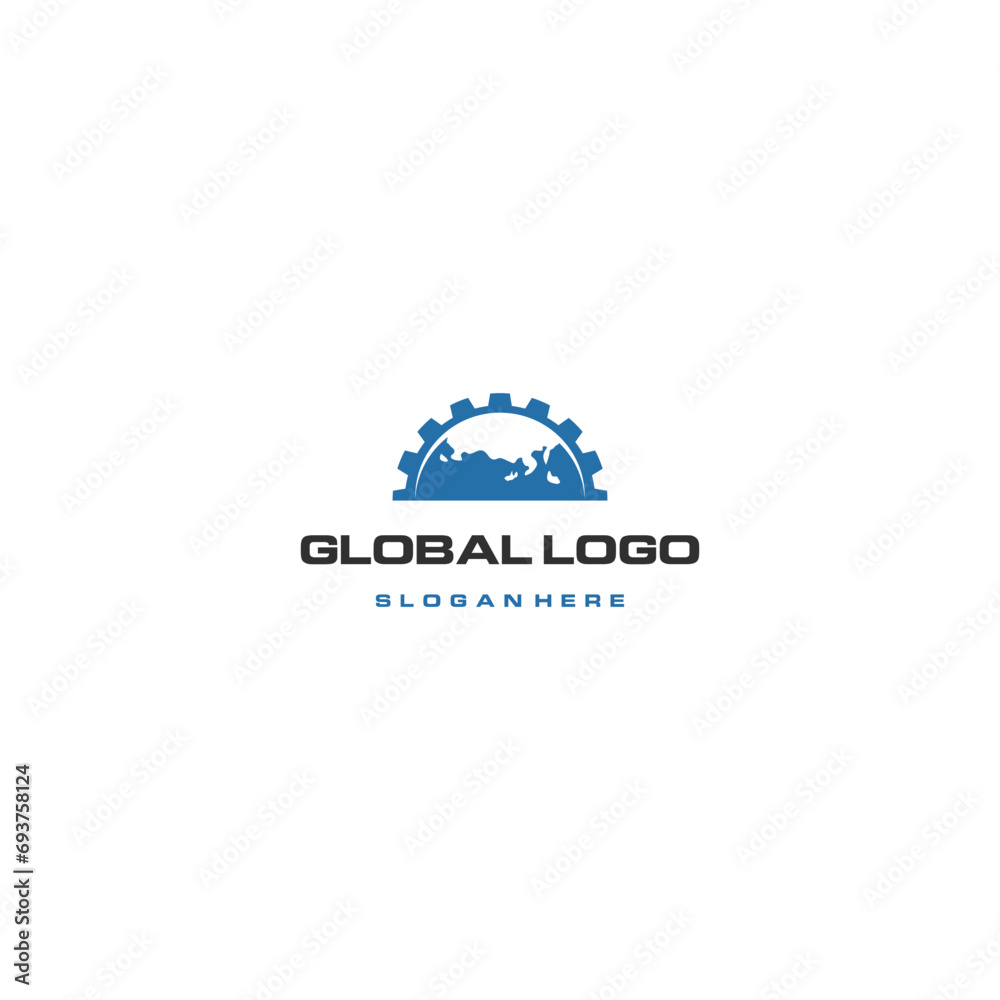 world and gear logo vector combination. Earth and industry symbol or icon world and gear logo vector combination. Earth and industry symbol or icon