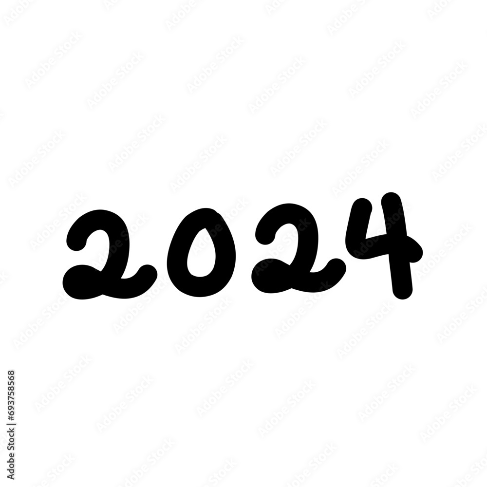 Hand Drawn 2024 Year Number 