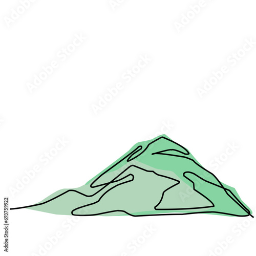 Abstract Mountain Landscape With Continuous Line 