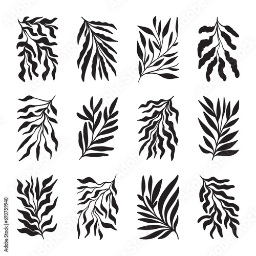 Set of abstract leaves vector 