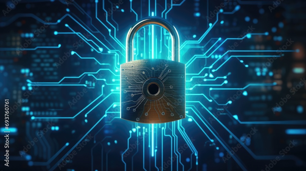 Secure connection or motherboard cyber security service concept