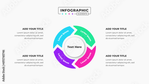 Vector circle arrow business infographic design template with 4 steps or options