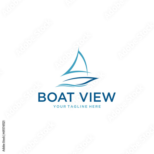  Boat view, Sailing ship and Wave logo vector illustration design collection