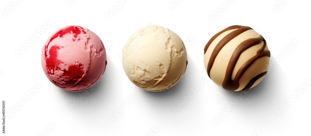 Set of ice cream icons in different flavors, cups and with various toppings.generate AI Set of ice cream icons in different flavors, cups and with various toppings.generate AI