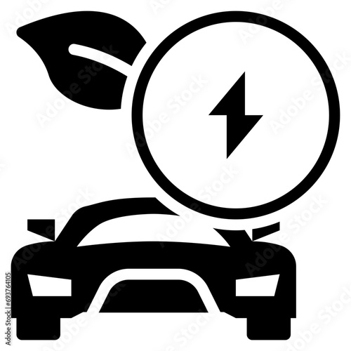 car eco ev power energy saving solid glyph