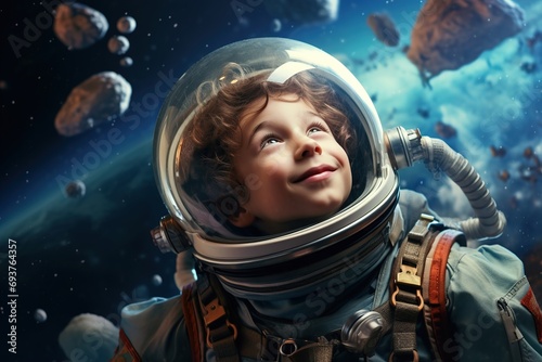 Kid dreaming of space flight