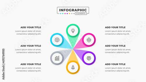 Vector diagram infographic design template with six steps or options