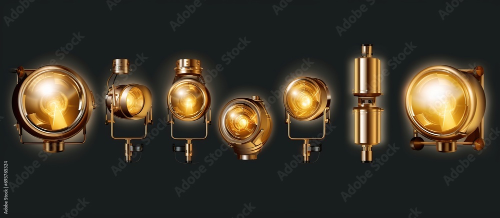 garlang of gold or yellow lamps on transparent background. Holiday string of lights generate AI