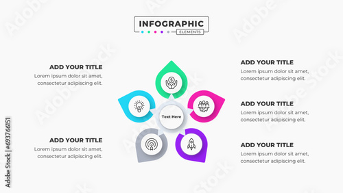 Vector presentation infographic design template with 5 steps or options