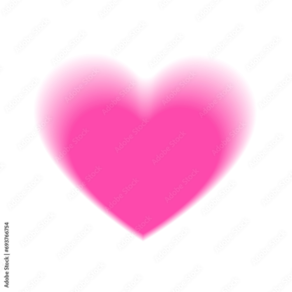 Vector blurry pink heart on white background