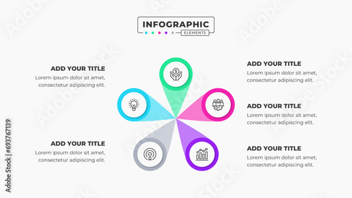 Vector presentation diagram infographic design template with 5 steps or options