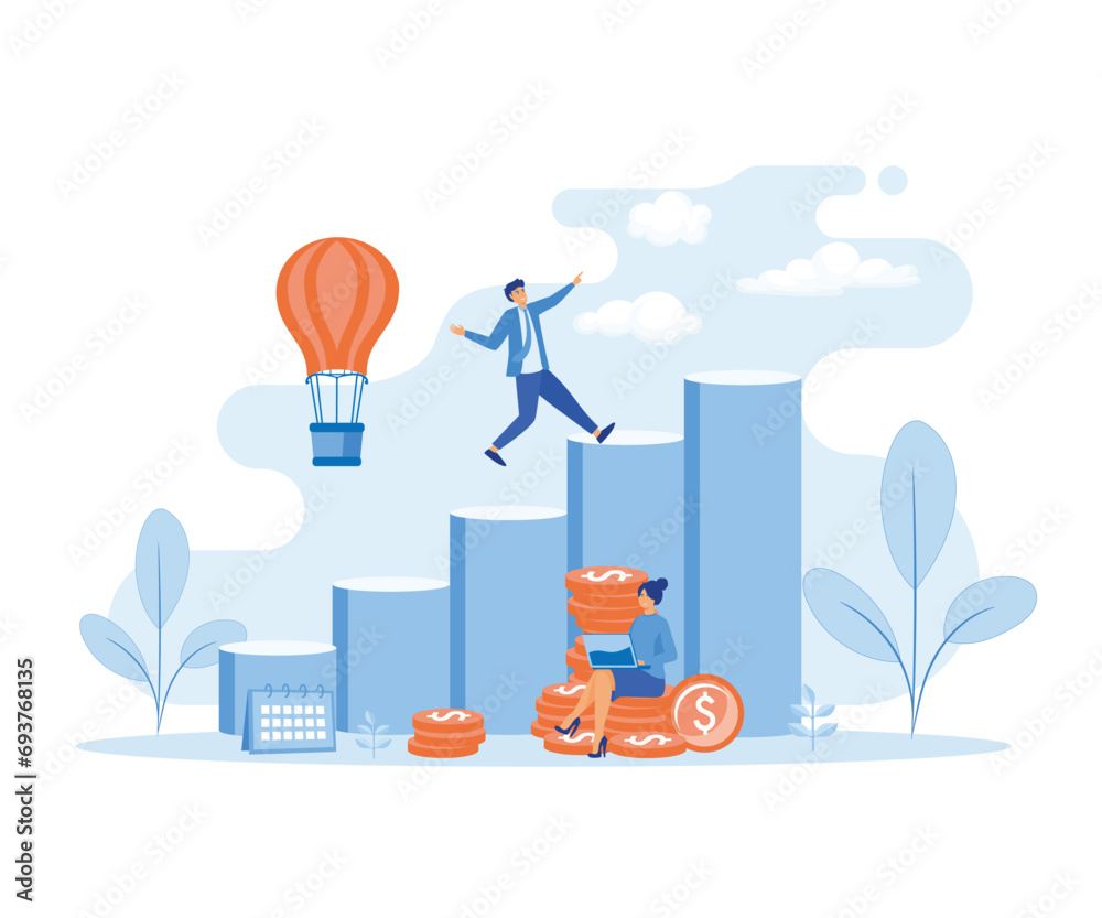 Business growth concept for web page, banner, presentation, social media, document, card, poster. flat vector modern illustration Business growth concept for web page, banner, presentation, social media, document, card, poster. flat vector modern illustration