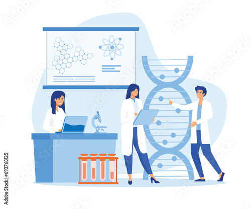 Biological or behavioral experiments, medical microbiology vector concept. flat vector modern illustration 