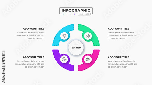 Vector business diagram infographic design template with 4 steps or options