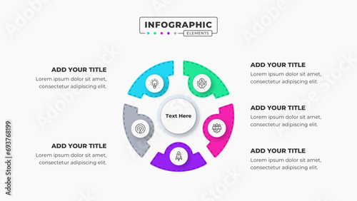 Vector presentation diagram infographic design template with 5 steps or options