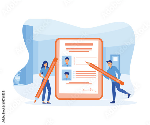  Work Descriptions. Applicants Searching Job Learning Offers in Internet Resource. flat vector modern illustration 