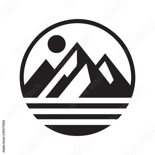 monochrome geometric illustration logo of mountains