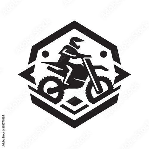 monochrome geometric illustration logo of motocross