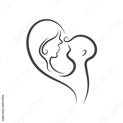 black mom and baby vector element design for midwife branding icon