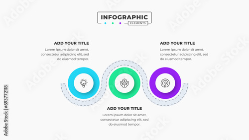 Vector circle infographic design template with 3 steps or options