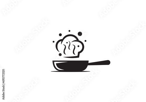pan and food logo design, kitchen tools, cooking, chef, restaurant symbol icon template