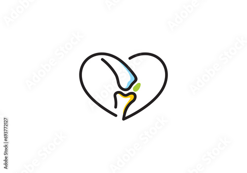 love with knee bone logo design, health care symbol icon template