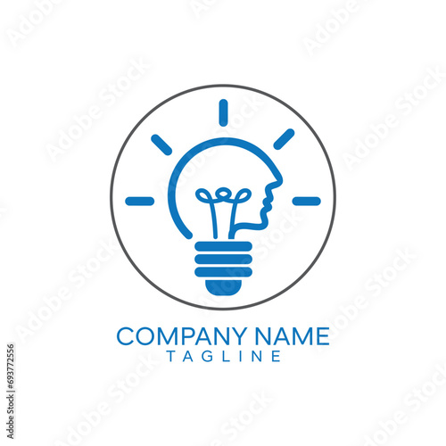 Creative People logo with light bulb concept vector, human head bulb lamp logo vector idea