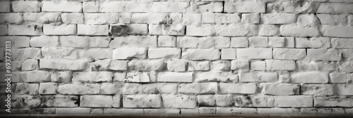 Whitewashed brick wall background - graphic resource - landscape - banner 