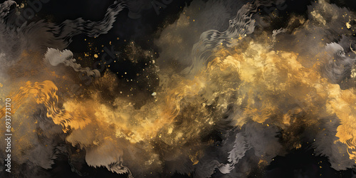 Gold black texture background water color style colour backdrop clouds painting, generated ai © dan
