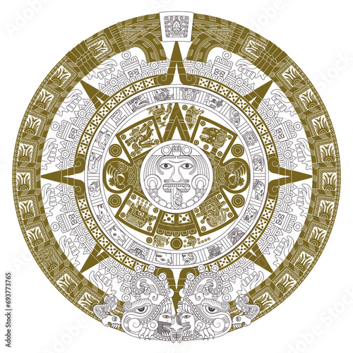 Solar calendar of the ancient Aztec civilization photo
