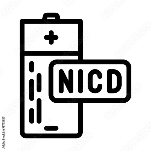 nickel cadmium battery line icon vector. nickel cadmium battery sign. isolated contour symbol black illustration