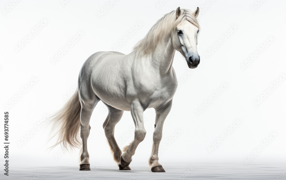 Andalusian horse isolated on white background , white horse Andalusian horse isolated on white background , white horse