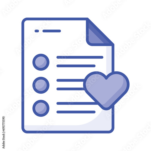 Paper with heath denoting concept icon of wishlist, ready for premium download