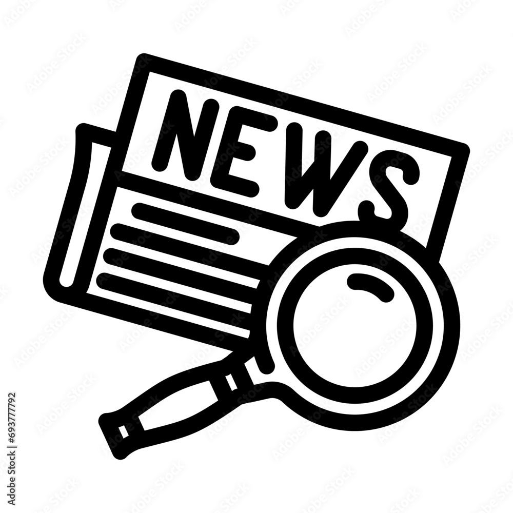 Obraz na plátně newspaper searchmagnifying glass line icon vector