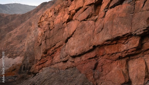 Red rock texture of the mountains.