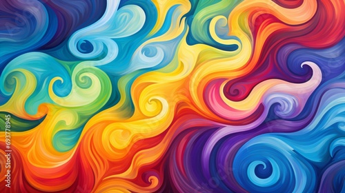 a mesmerizing wavy pattern with a kaleidoscope of colors seamlessly merging, creating a harmonious and visually stimulating background that evokes a sense of joy and creativity.