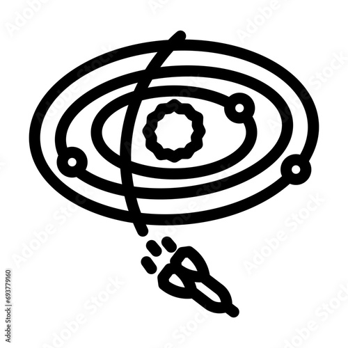 interstellar travel space exploration line icon vector. interstellar travel space exploration sign. isolated contour symbol black illustration