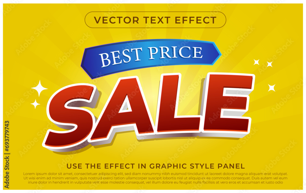 Editable font style sale bonus red text effect in yellow background