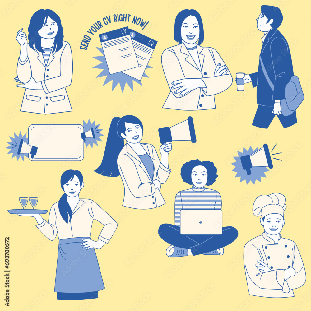 Different Profession Illustrations for Recruitment Banner Different Profession Illustrations for Recruitment Banner