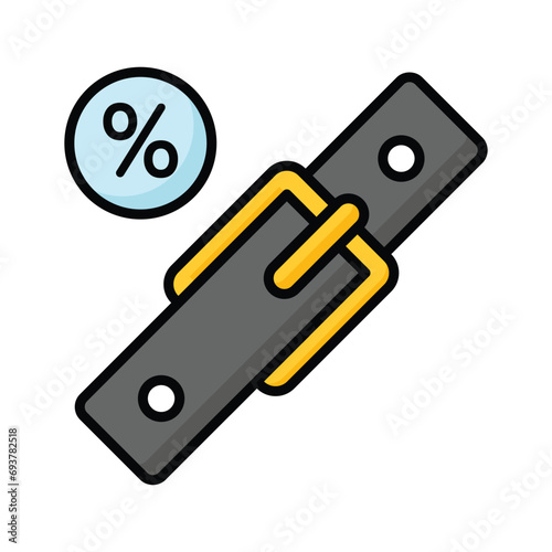 An icon of belt discount, sale offer on belt vector design