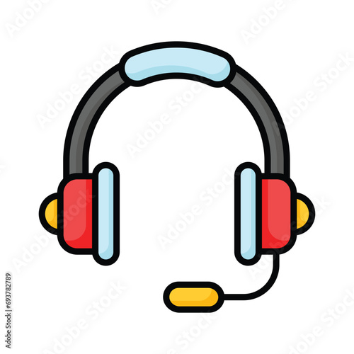 Headphones with microphone. Headset listen to music, realistic concept