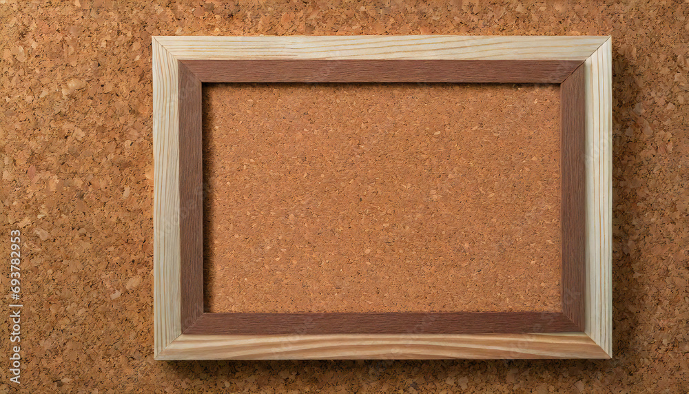 Fototapeta premium コルクボード。コルクフレーム。木枠。ナチュラル背景。cork board. cork frame. Wood frame. Natural background.