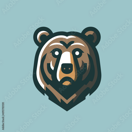 Bear head modern face logo icon. Wild bear emblem label icon