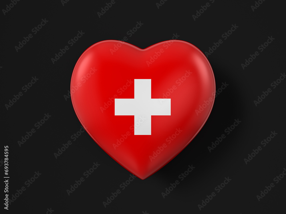 Obraz premium Switzerland heart flag