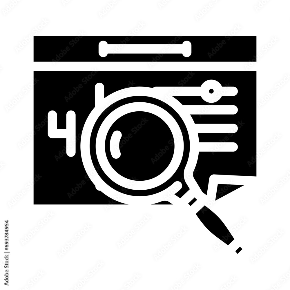calendar search magnifying glass glyph icon vector. calendar search magnifying glass sign. isolated symbol illustration